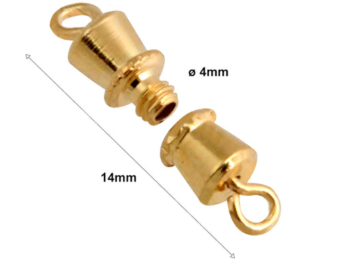 1 pc Barrel Screw Clasp, 14x4mm, Gold Plated