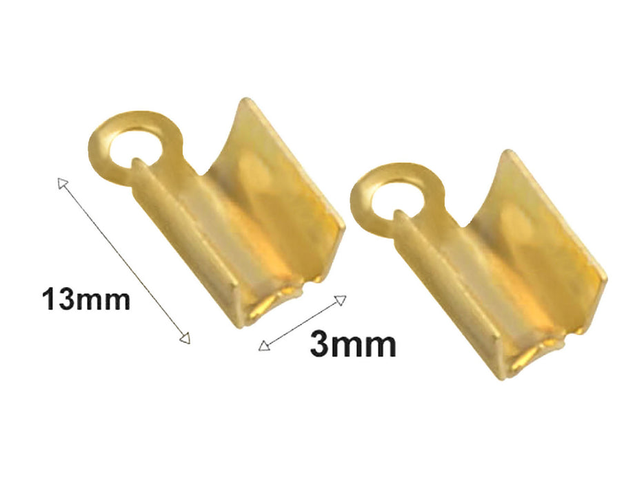 1 pc Jewelry Crimp Finish Connector, 13x3mm, Gold Plated