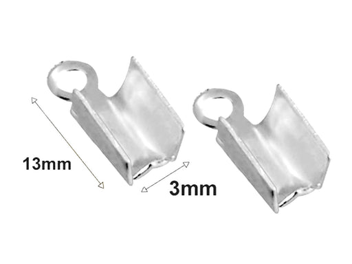 1 pc Jewelry Crimp Finish Connector, 13x3mm, Silver Plated