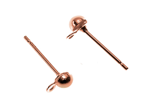 2 pcs Stud Earring Findings with Loop, Antique Copper