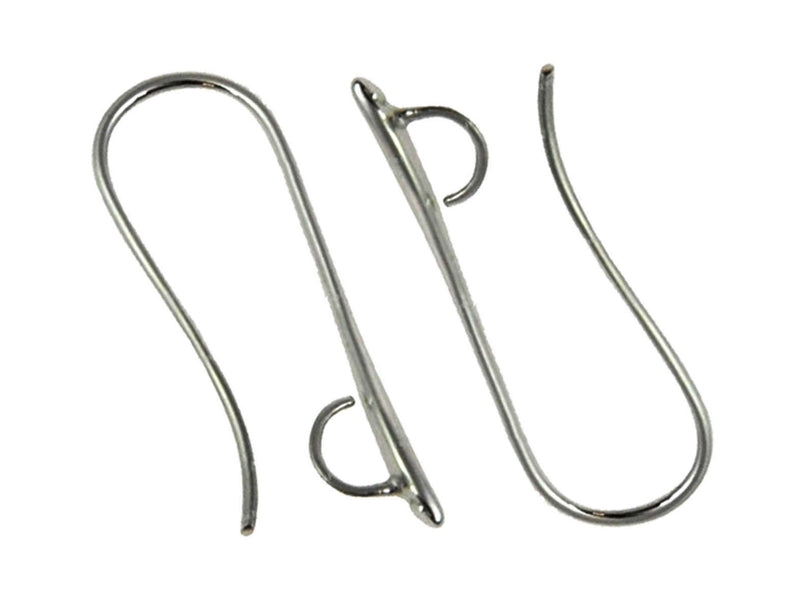 2 pcs Earring Hooks, 24x10mm, Platinum Plated