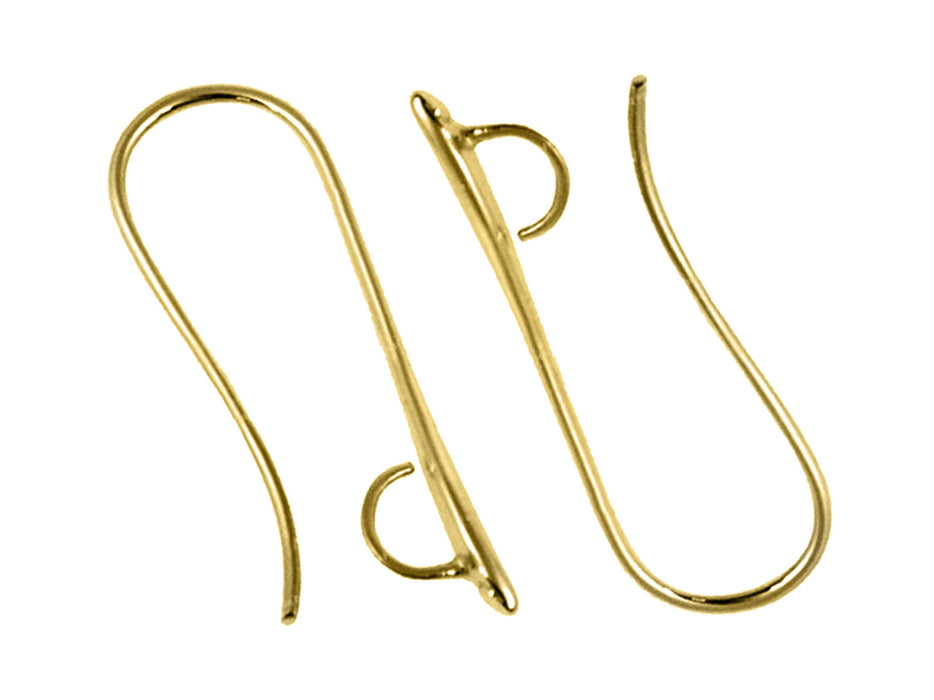 2 pcs Earring Hooks, 24x10mm, Gold Plated