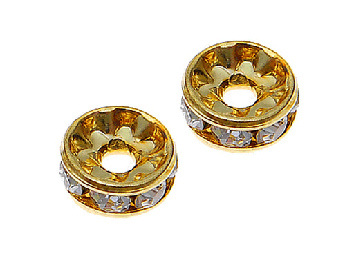 1 pc Rondelle, 8mm, Crystal Gold Plated