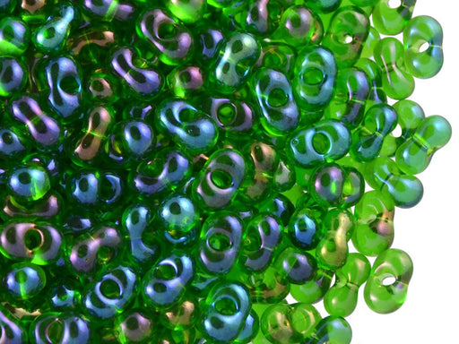 20 g Farfalle™ Beads Preciosa Ornela, 3.2x6.5mm, Chrysolite AB ( Green Transparent AB), Czech Glass