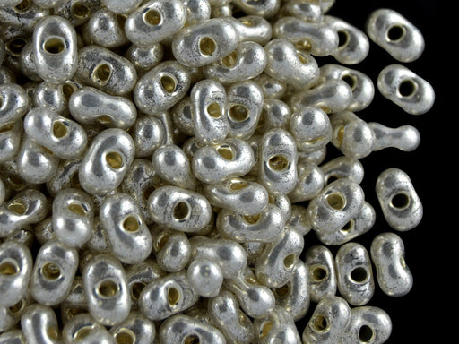 20 g Farfalle™ Beads Preciosa Ornela, 3.2x6.5mm, Silver Metallic, Czech Glass