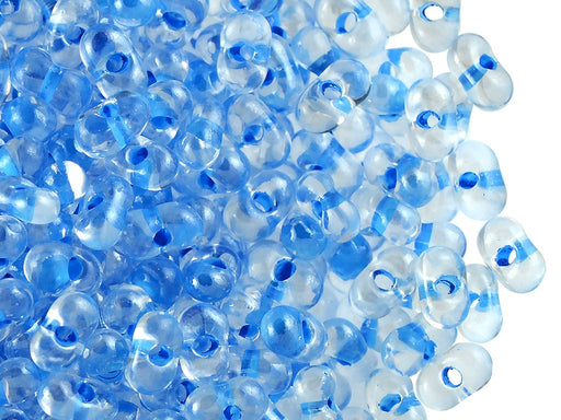 20 g Farfalle™ Beads Preciosa Ornela, 3.2x6.5mm, Crystal Light Blue Lined, Czech Glass