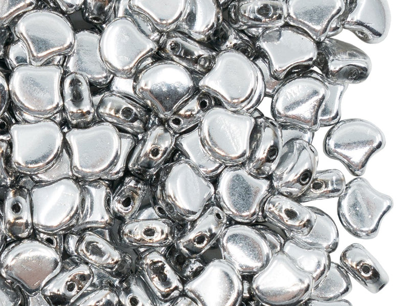 Ginko Beads 7.5x7.5x3.4 mm, 2 Holes, Crystal Full Labrador, Czech Glass
