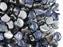 Ginko Beads 7.5x7.5x3.4 mm, 2 Holes, Crystal Blue Star, Czech Glass