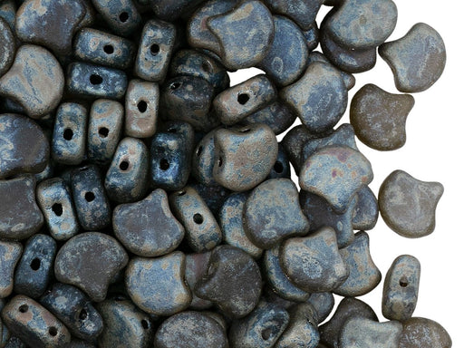 Ginko Beads 7.5x7.5x3.4 mm, 2 Holes, Smoke Topaz Rembrandt Matte, Czech Glass
