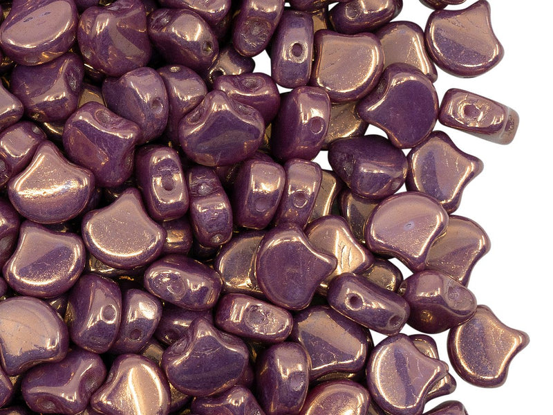 Ginko Beads 7.5x7.5x3.4 mm, 2 Holes, Chalk Vega Luster, Czech Glass