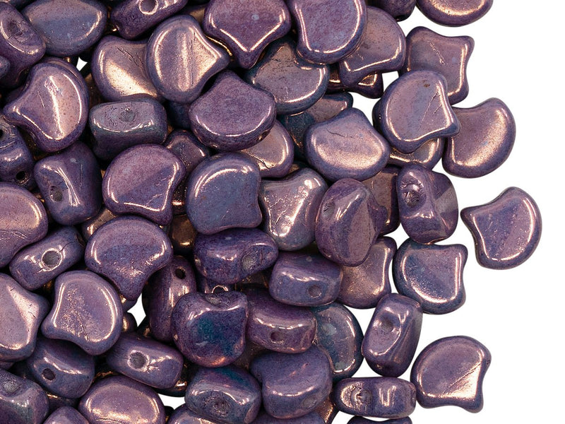 Ginko Beads 7.5x7.5x3.4 mm, 2 Holes, Chalk Lilac Vega, Czech Glass