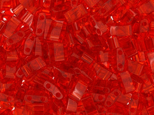 Half Tila Beads 5x2.3x1.9 mm 2 Holes Light Red White Miyuki Japanese Beads Red