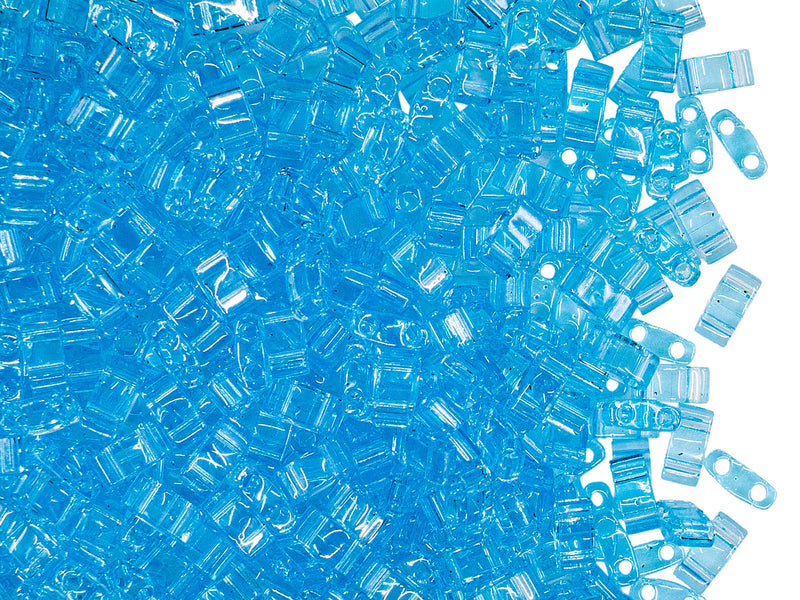 5 g Half Tila Beads 5x2.3x1.9 mm, 2 Holes, Light Blue, Miyuki Japanese Beads