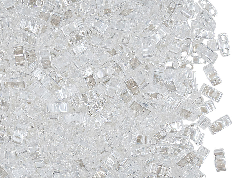 5 g Half Tila Beads 5x2.3x1.9 mm, 2 Holes, Crystal Lustered, Miyuki Japanese Beads
