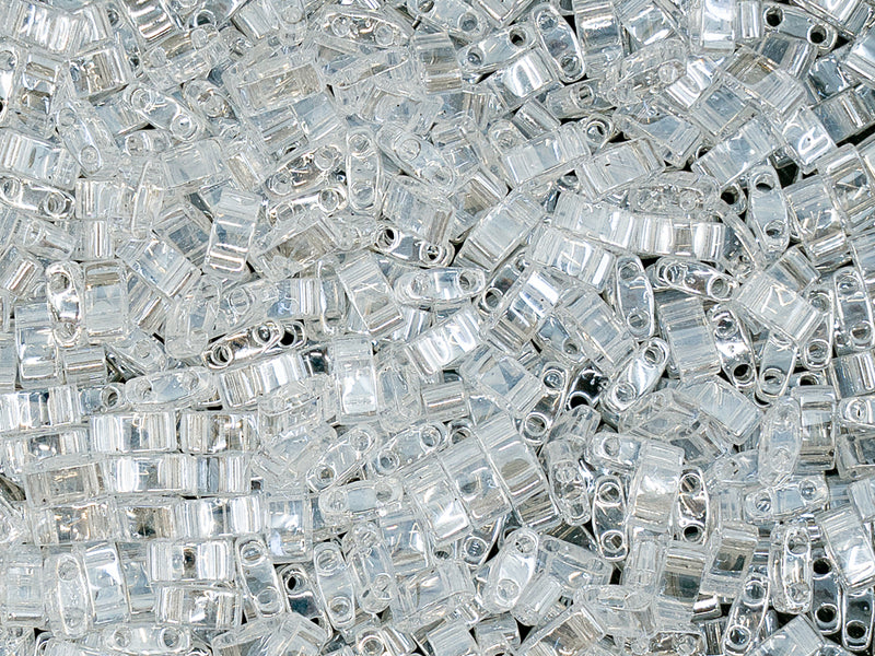 5 g Half Tila Beads 5x2.3x1.9 mm, 2 Holes, Crystal Lustered, Miyuki Japanese Beads