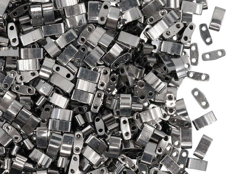 5 g Half Tila Beads 5x2.3x1.9 mm, 2 Holes, Nickel Plated, Miyuki Japanese Beads