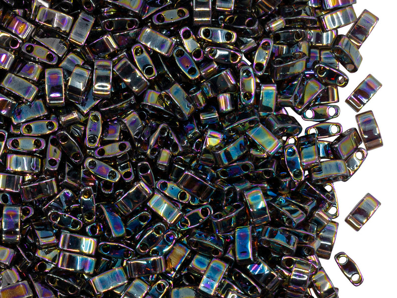 5 g Half Tila Beads 5x2.3x1.9 mm, 2 Holes, Transparent Root Beer AB, Miyuki Japanese Beads