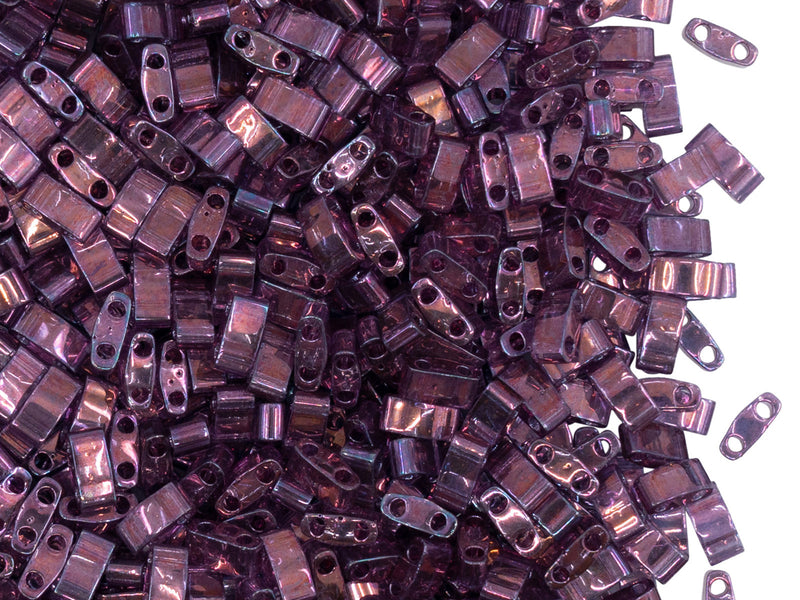 5 g Half Tila Beads 5x2.3x1.9 mm, 2 Holes, Light Amethyst Gold Luster, Miyuki Japanese Beads
