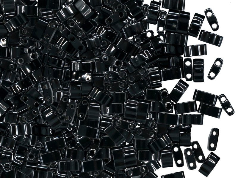 5 g Half Tila Beads 5x2.3x1.9 mm, 2 Holes, Black, Miyuki Japanese Beads