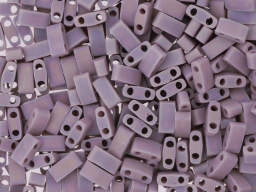 Half Tila Beads 5x2.3x1.9 mm 2 Holes Opaque Mauve Matted AB Miyuki Japanese Beads Purple