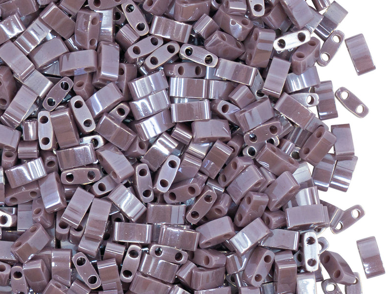 5 g Half Tila Beads 5x2.3x1.9 mm, 2 Holes, Opaque Mauve Luster, Miyuki Japanese Beads