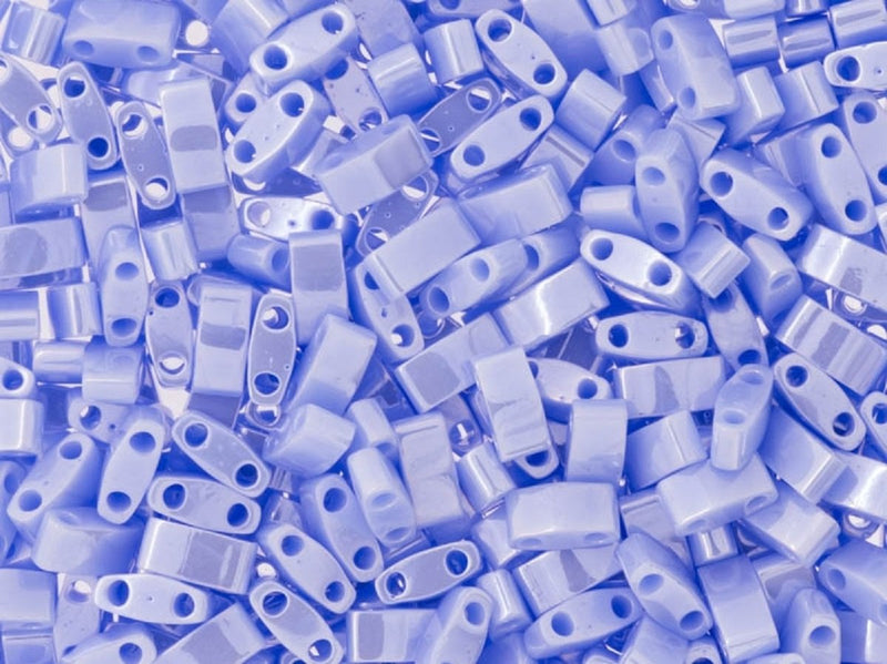 Half Tila Beads 5x2.3x1.9 mm 2 Holes Opaque Light Periwinkle Luster Miyuki Japanese Beads Blue