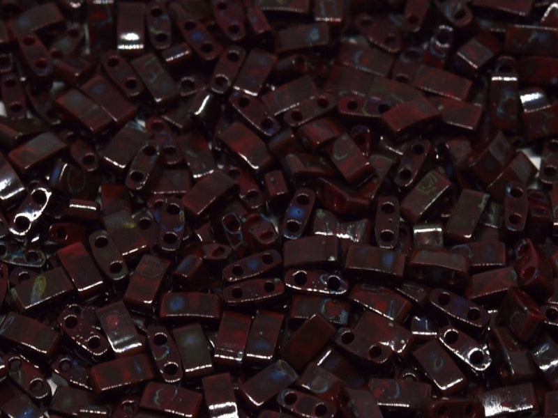 Half Tila Beads 5x2.3x1.9 mm 2 Holes Opaque Red Picasso Miyuki Japanese Beads Red Multicolored