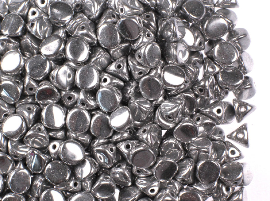 50 pcs Ilos® par Puca® Beads 5x5 mm, Argentees Silver, Czech Glass