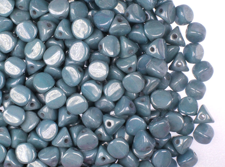 50 pcs Ilos® par Puca® Beads 5x5 mm, Opaque Blue Ceramic Look, Czech Glass