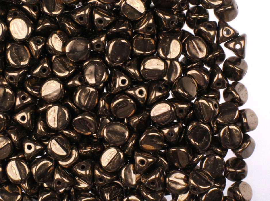 50 pcs Ilos® par Puca® Beads 5x5 mm, Dark Gold Bronze, Czech Glass