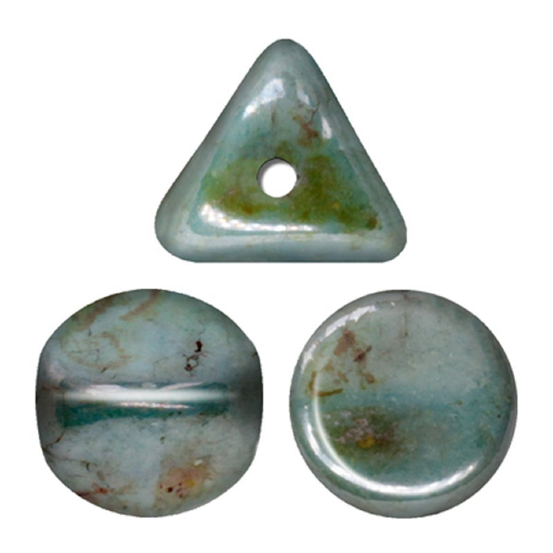 50 pcs Ilos® par Puca® Beads 5x5 mm Opaque Mix Blue/Green Ceramic Look Czech Glass Blue Green