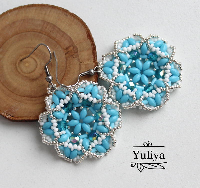 PDF Tutorial Earrings "Blue Flower"