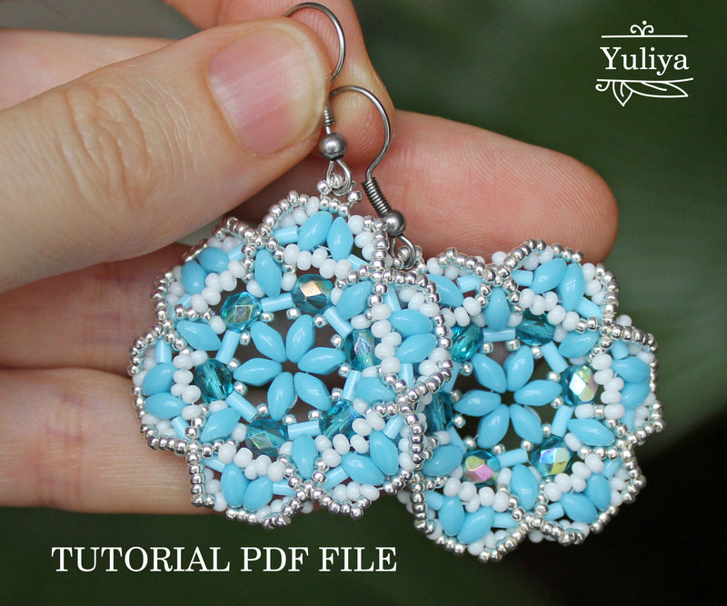 PDF Tutorial Earrings "Blue Flower"