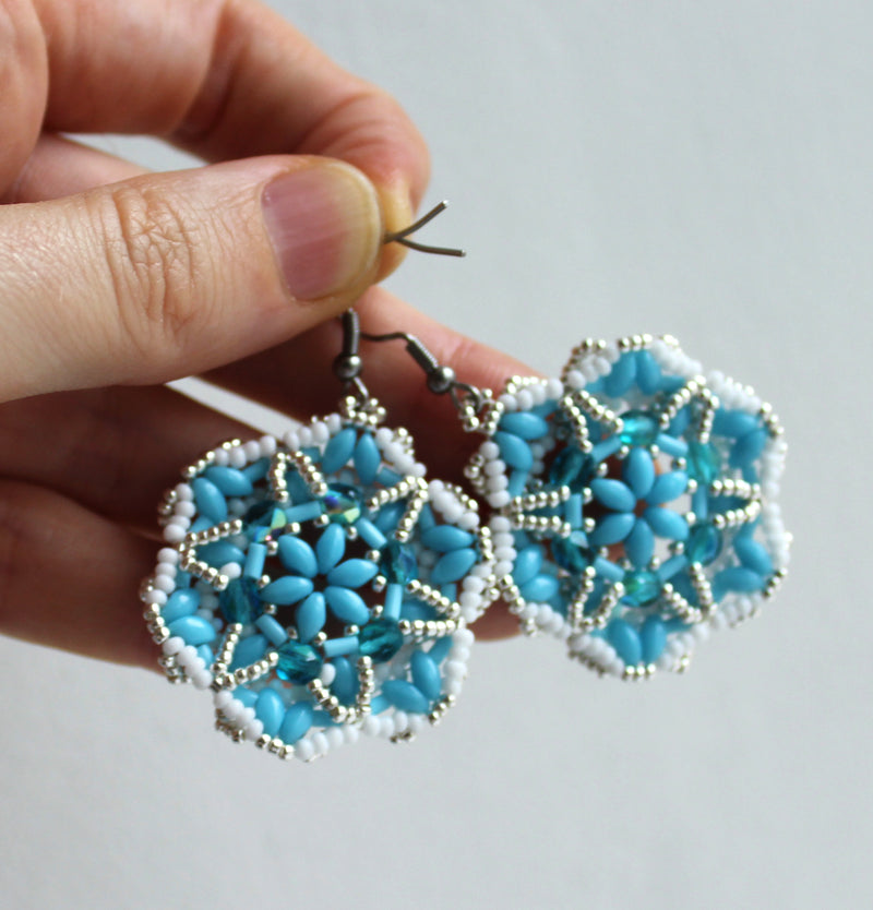PDF Tutorial Earrings "Blue Flower"