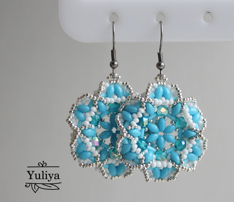 PDF Tutorial Earrings "Blue Flower"