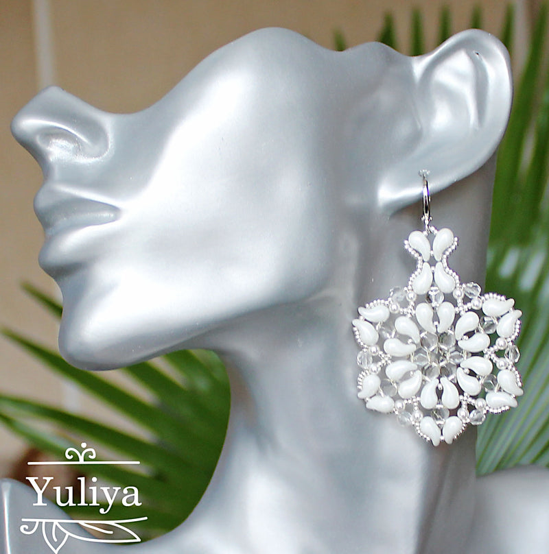 PDF Tutorial White Earrings