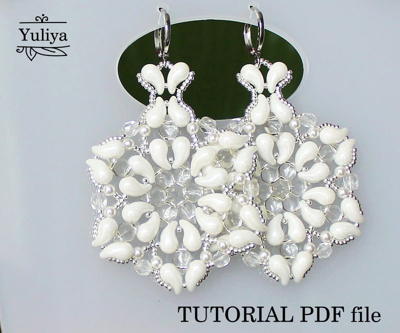 PDF Tutorial White Earrings
