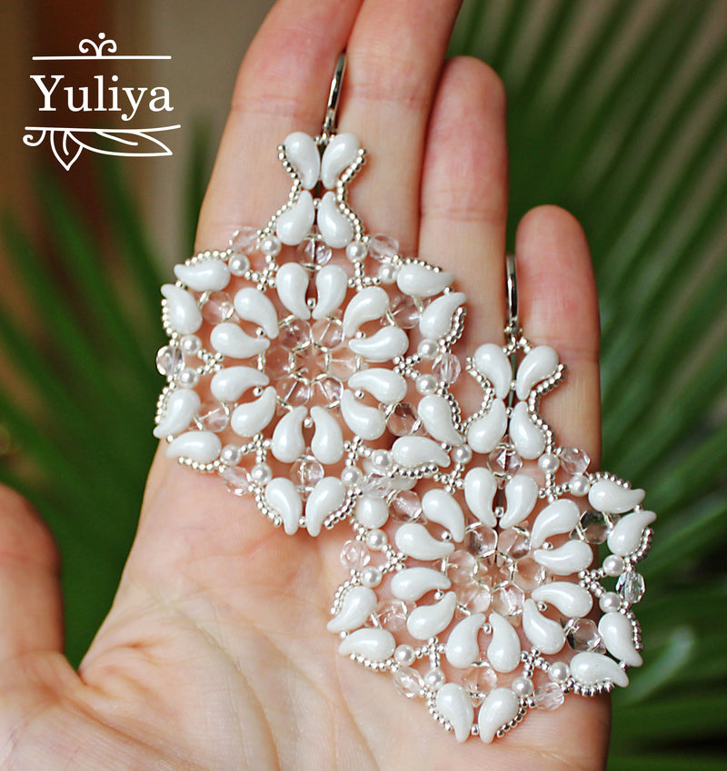 PDF Tutorial White Earrings