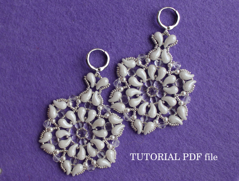 PDF Tutorial White Earrings