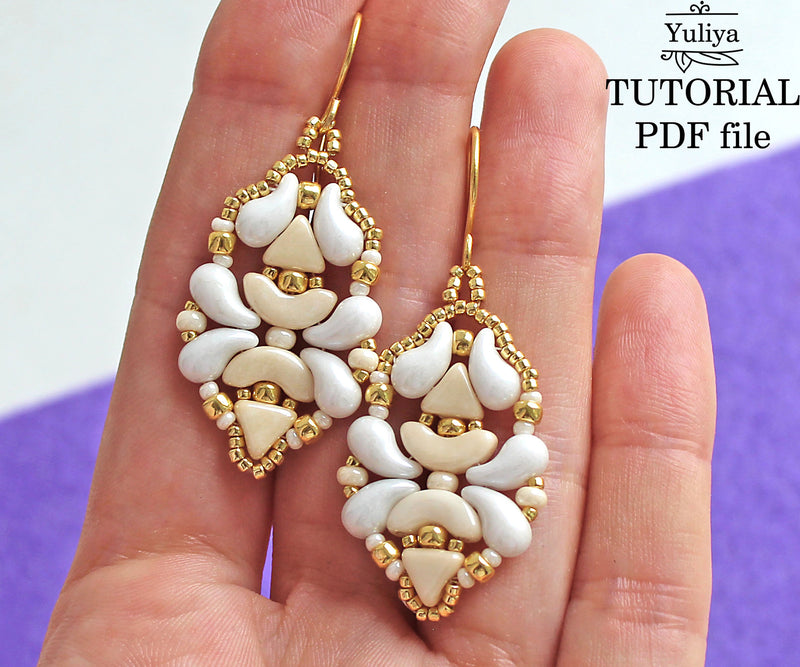 PDF Tutorial Beige Earrings
