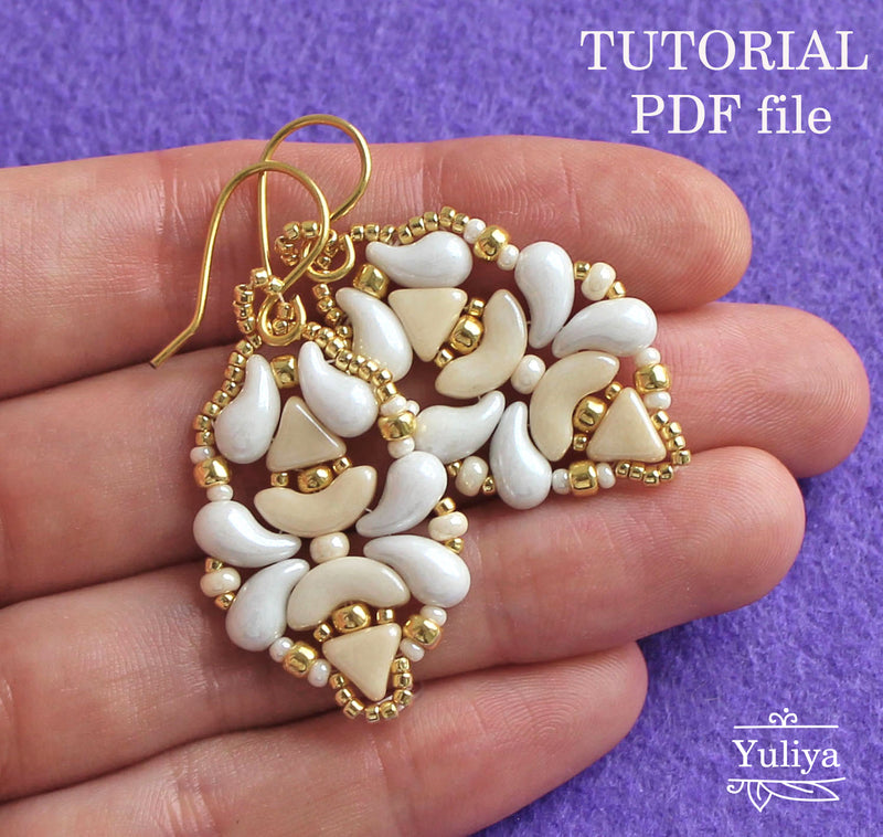 PDF Tutorial Beige Earrings