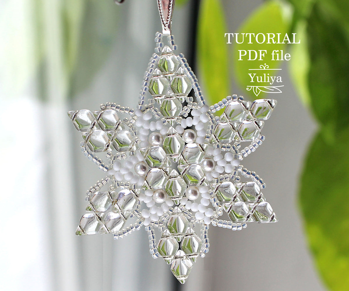 Beading tutorial snowflake pendant, Christmas New Year beaded tutorial ...