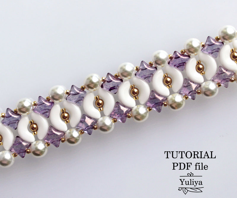PDF Tutorial bracelet "Lilac and White"