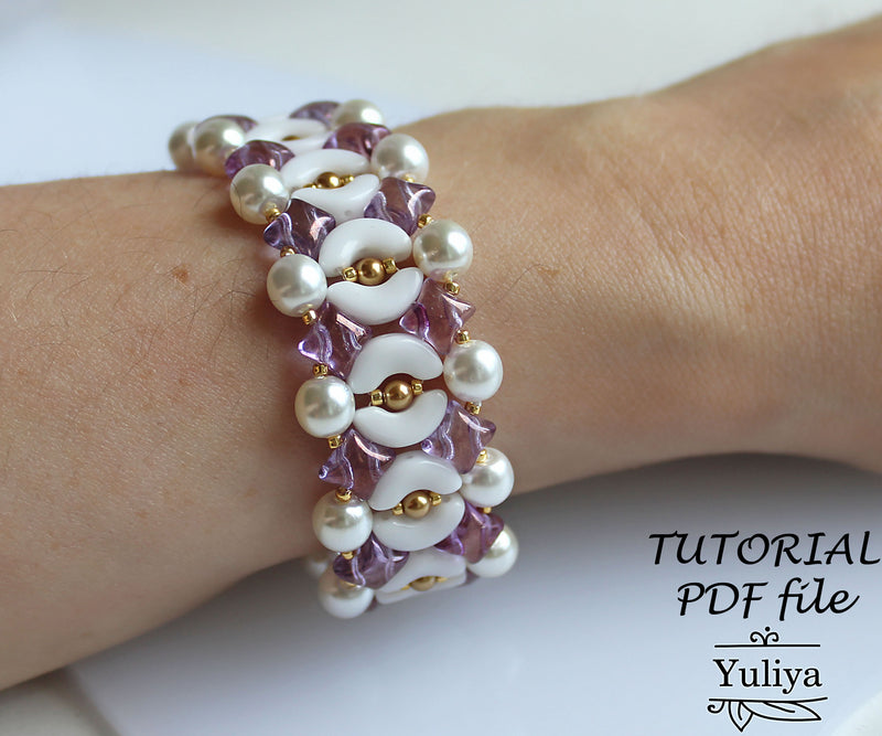 PDF Tutorial bracelet "Lilac and White"