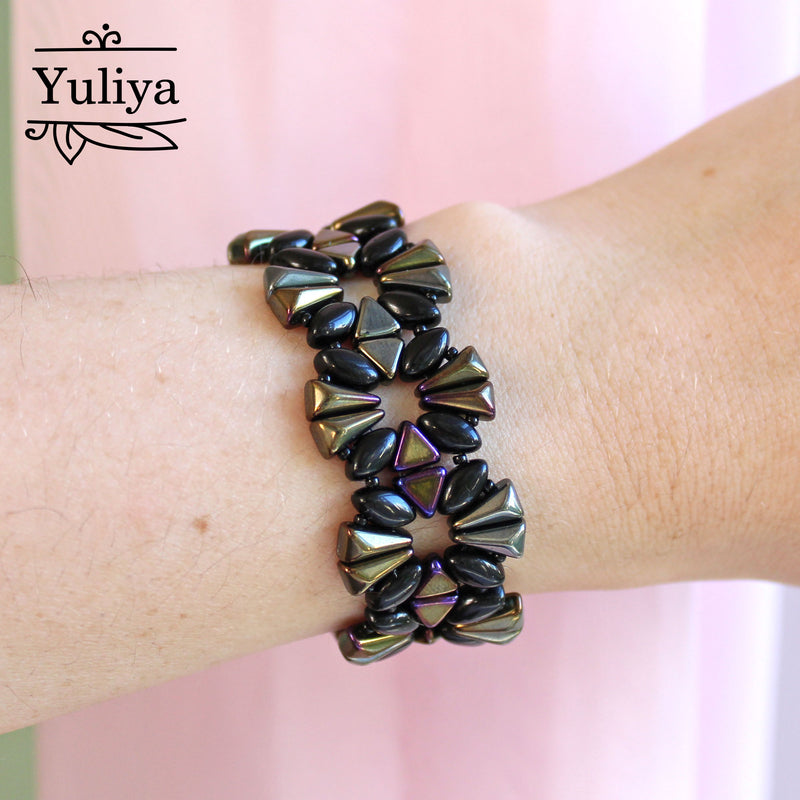 PDF Tutorial Bracelet “Black And Brown Iris”