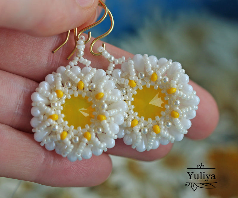 PDF Tutorial Earrings "Chamomile" (Daisy)