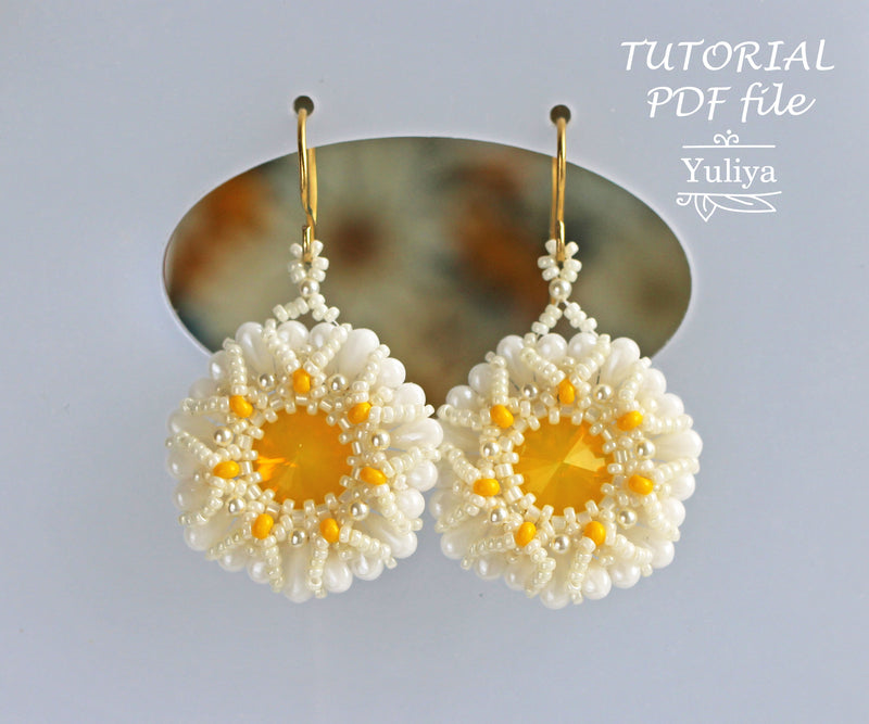 PDF Tutorial Earrings "Chamomile" (Daisy)