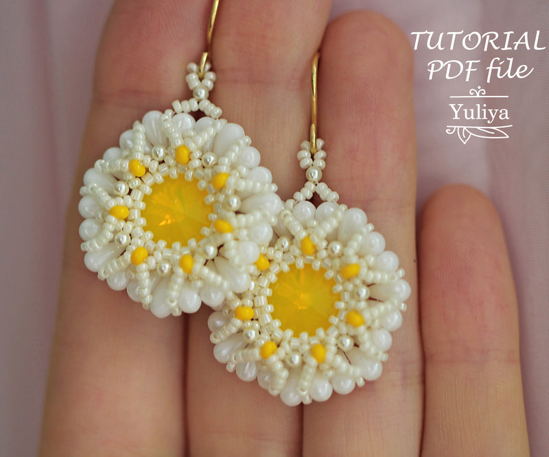 PDF Tutorial Earrings "Chamomile" (Daisy)