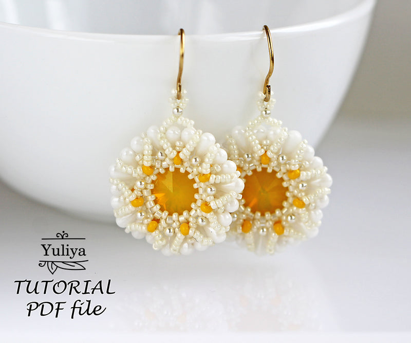 PDF Tutorial Earrings "Chamomile" (Daisy)
