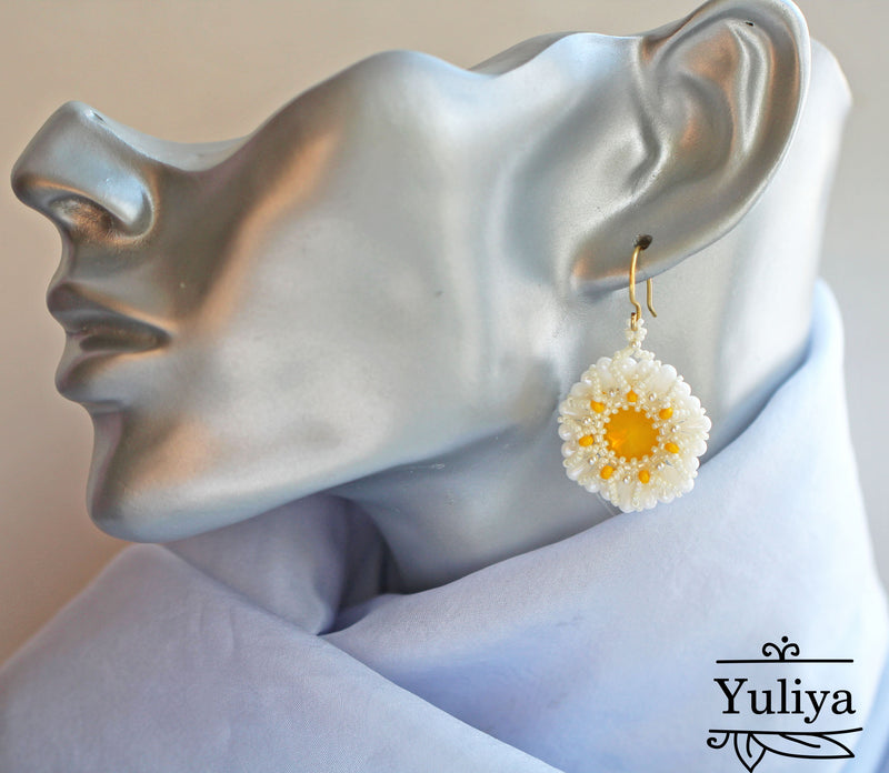 PDF Tutorial Earrings "Chamomile" (Daisy)